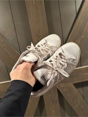 adidas Women's White Low-Top Sneakers with Leopard Print Detail